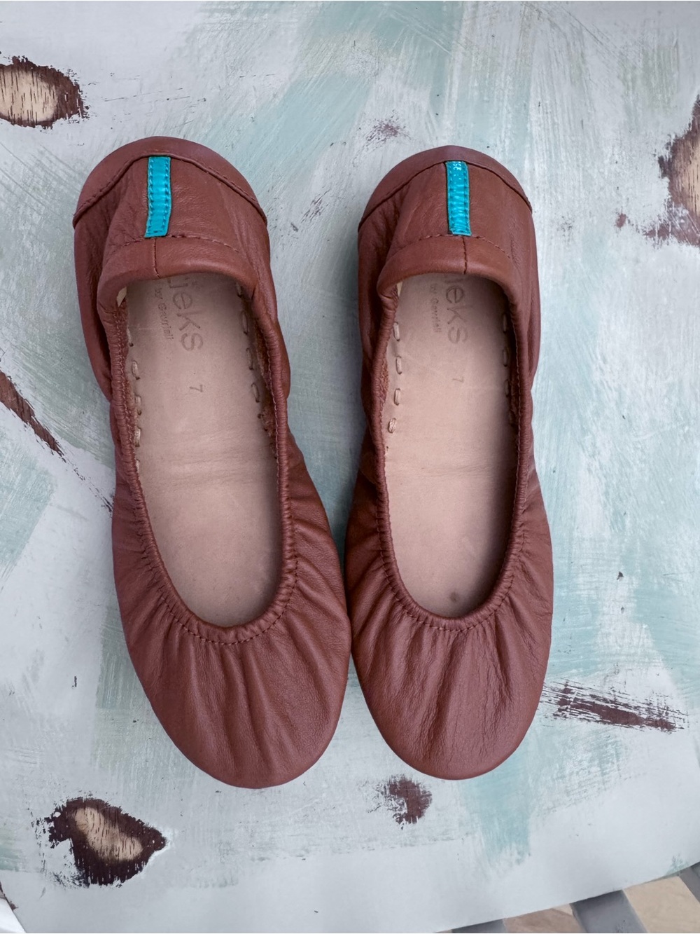 Tieks Ballet Leather Flats with Turquoise sole- Worn 3 times